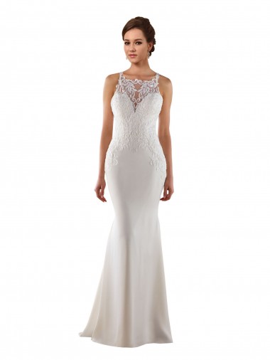 Shop Modern High Neck Sheath Wedding Dress with Lace Bodice Edmonton