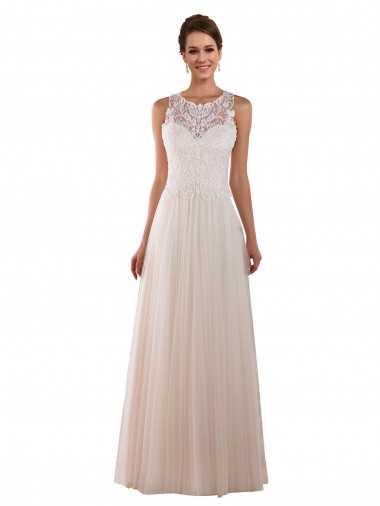Shop High Neck A-Line Tulle Wedding Dress with Lace Back Edmonton