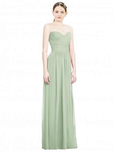 Shop Crisscross Draped Full Length Strapless Chiffon Bridesmaid Dress Edmonton