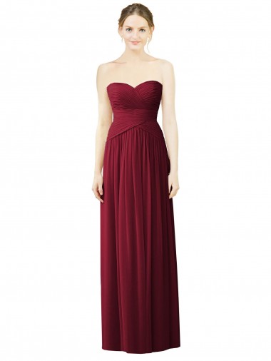 Shop Draped Full Length Strapless Chiffon Bridesmaid Dress Edmonton
