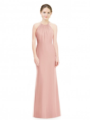 Shop Halter Neck Trumpet Chiffon Bridesmaid Dress Edmonton