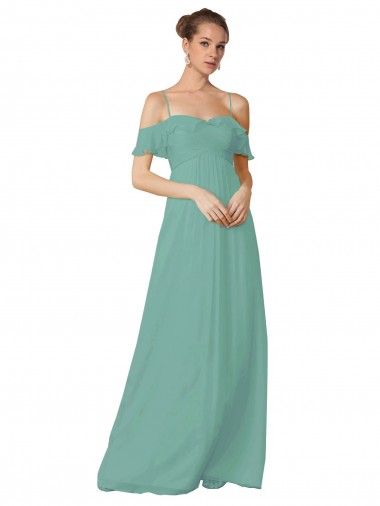 Shop Hand-Ruched Chiffon Bridesmaid Dress with Flutter Sleeves Edmonton