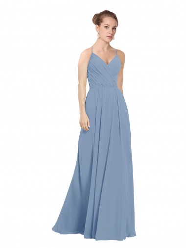 Shop Chiffon Bridesmaids Dress with Draped V-Neck Bodice and Keyhole Back Edmonton