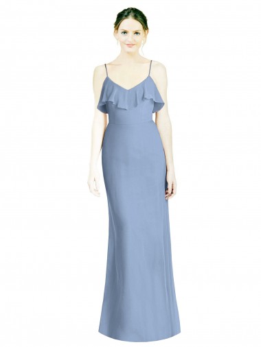 Shop Deep Open Back Long Chiffon V-Neck Bridesmaid Dress Edmonton