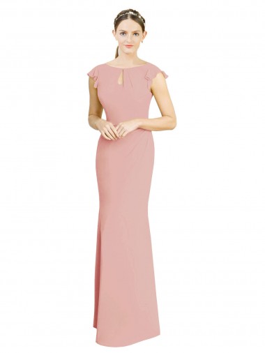 Shop Chiffon Cap Sleeves Long Bridesmaid Dress with Keyhole Edmonton
