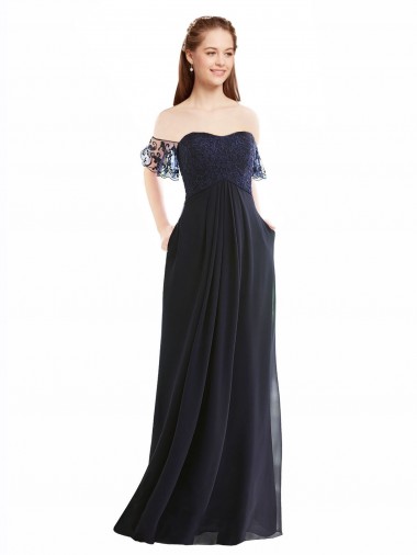 Shop Boho Bridesmaid Dress with Beaded Embroidered Bodice and Flutter Cap Sleeves Edmonton