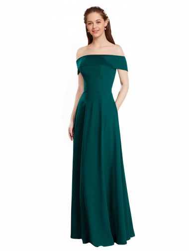 Shop Classic Off the Shoulder Chiffon Bridesmaid Dress with Cap Sleeves Edmonton