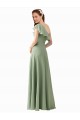 Chiffon Bridesmaids Dress with Ruffles Flutter Sleeves