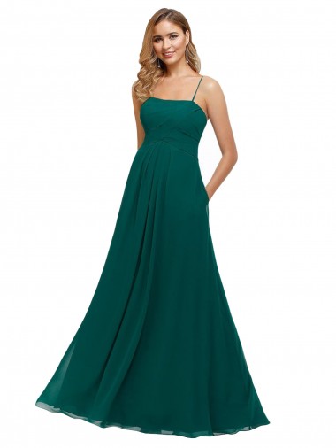 Shop Chiffon Bridesmaid Dress with Pleated Bodice and Straps Edmonton