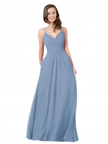 Shop A-Line Ruched V-Neckline Chiffon Bridesmaid Dress with Pockets Edmonton