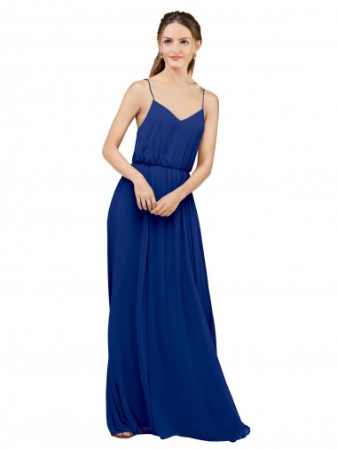 Shop Long Chiffon Bridesmaid Dress with Spaghetti Strap Bodice Edmonton