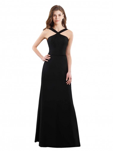 Shop Chiffon A-Line Bridesmaid Dress with Criss Cross Halter Top Edmonton