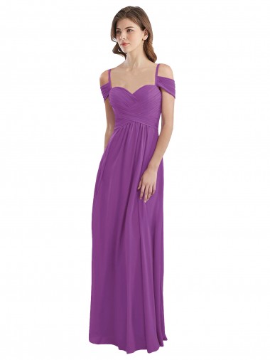 Shop Cold Shoulder Long Chiffon Bridesmaid Dress with Ruching Details Edmonton