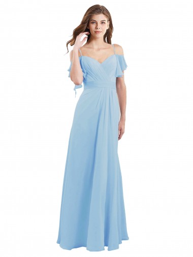 Shop Cold Shoulde Chiffon Bridesmaid Dress with Wrap Bodice Edmonton