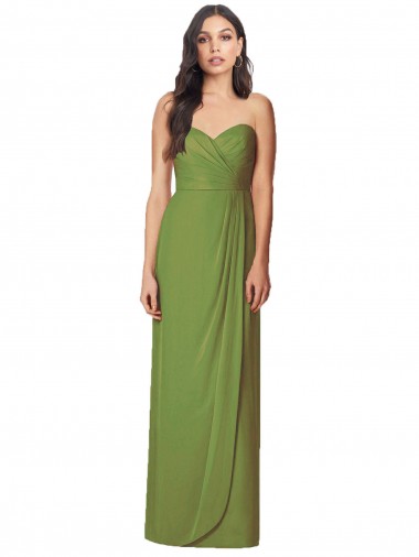 Shop Side Front Slit Draped Strapless Chiffon Bridesmaid Dress Edmonton