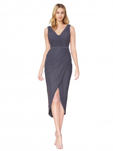 Shop High Low V-Neck Chiffon Mermaid Wrap Bridesmaid Dress / Formal Prom Dress Edmonton