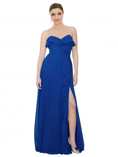 Shop Ruffled Chiffon Strapless Bridesmaid Dress Edmonton