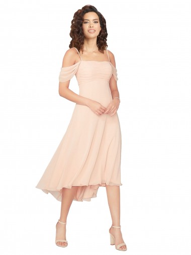 Shop Cold Shoulder Midi Length Short Chiffon Bridesmaid Dress Edmonton