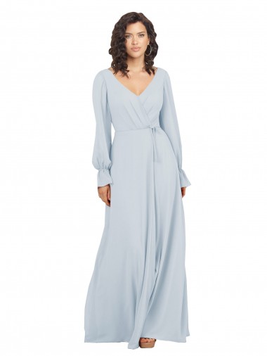 Shop Long Sleeve Chiffon Bridesmaid Dress with Bow Detail Edmonton