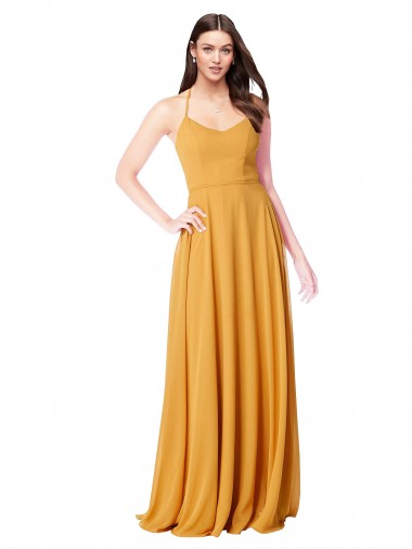 Shop Chiffon A-Line Bridesmaid Dress with Halter Back Edmonton