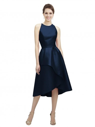 Shop Halter Neck Short Tea Length Sleeveless Satin Bridesmaid Dress Edmonton