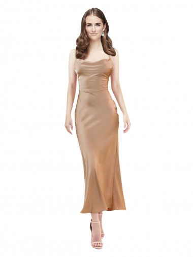 Shop Cowl Neck Formal Silky Satin Midi Length Bridesmaid Dress / Cocktail Prom Dress Low Back Edmonton