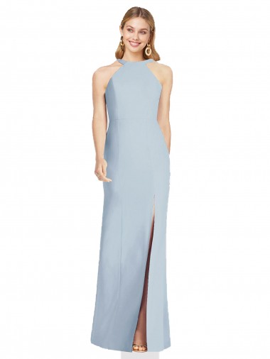 Shop High Neck Backless Formal Crepe Trumpet Bridesmaid Dress Edmonton