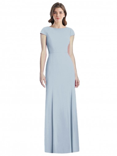 Shop Bateau Neck Cap Sleeves Open Back Trumpet Bridesmaid Dress / Prom Dress Edmonton