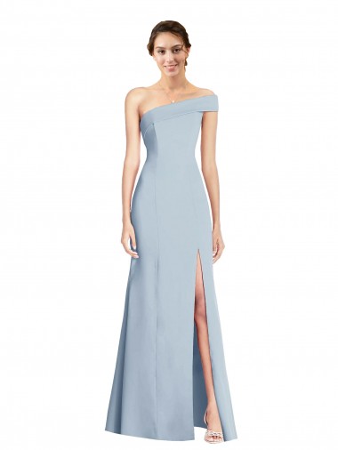 Shop Asymmetrical Off the Shoulder Cuff Trumpet Formal Crepe Bridesmaid Dress / Prom Dress With Front Slit Edmonton