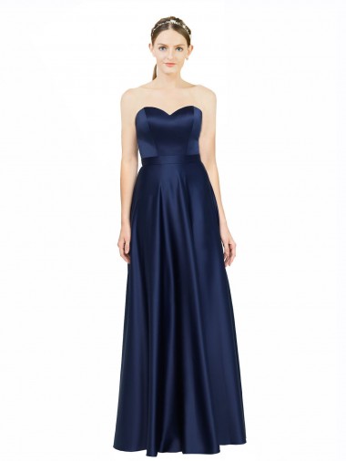 Shop Floor Length Sweetheart Neckline Formal Stretch Satin Bridesmaid Dress with Belt Edmonton