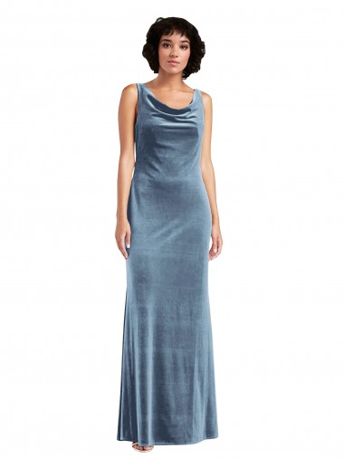 Shop Floor Length Cowl Neck Long Stretch Velvet Maxi Bridesmaid Dress / Prom Dress Edmonton